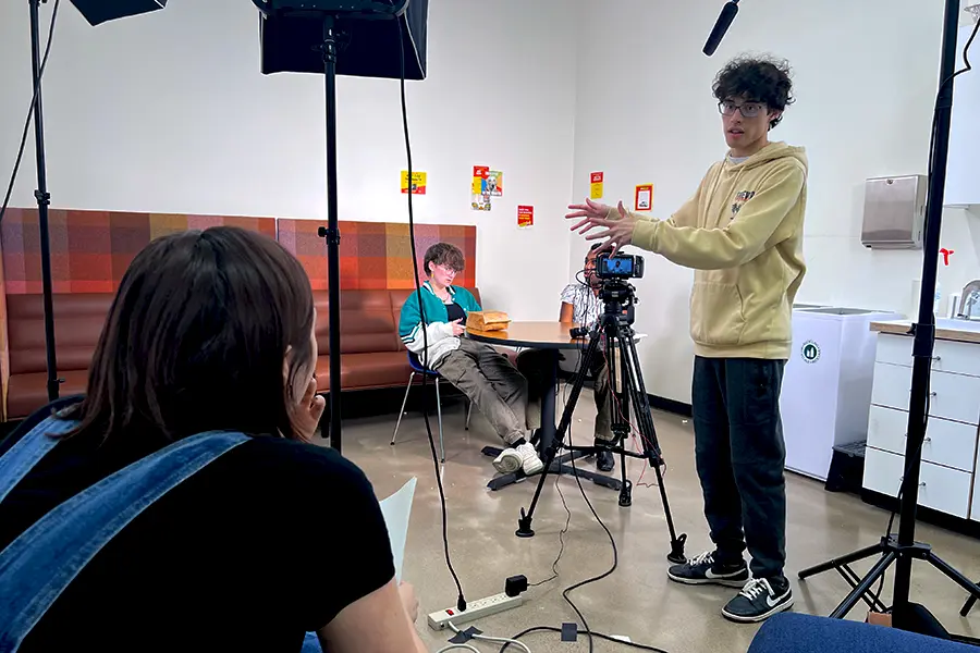 students working on a scene for the festival.
