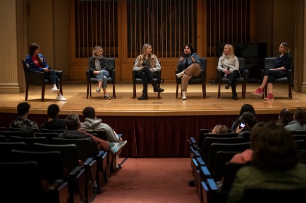 Natalie Welch, Jennifer Gabrielli, Claire Buchar, Sima Safavi-Bayat, Charli Kerns and Wanda Rozwadowska during the She Shreds panel.