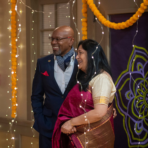 Gayatree Sarma with President Miles Davis at the Diwali celebration