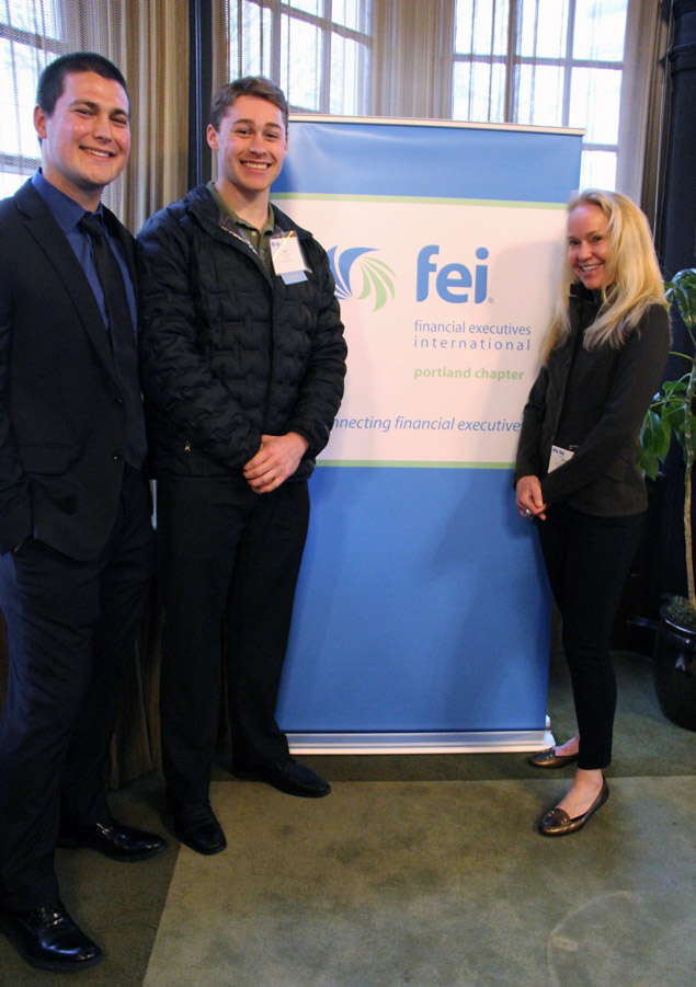 Owen with Professor Romero at the FEI's Portland Chapter meeting.