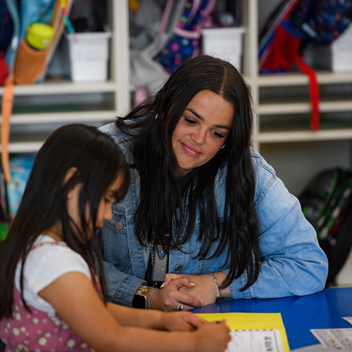 Madison teaching in her kindergarten classroom.
