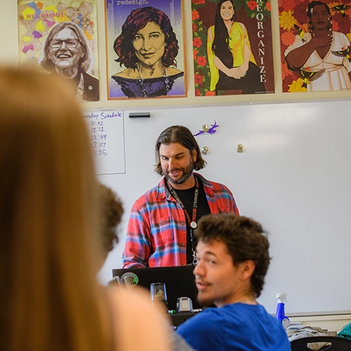 Matt Brisbin teaching in his high school class.