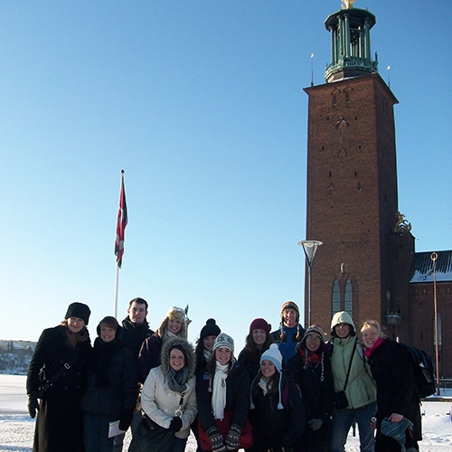 Sociology class group photo while studying abroad