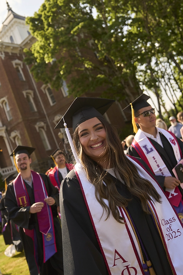 student at commencement.