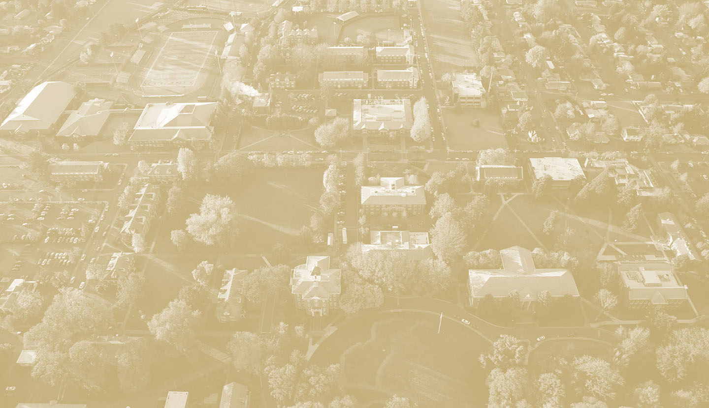 Linfield University McMinnville Campus aerial view.