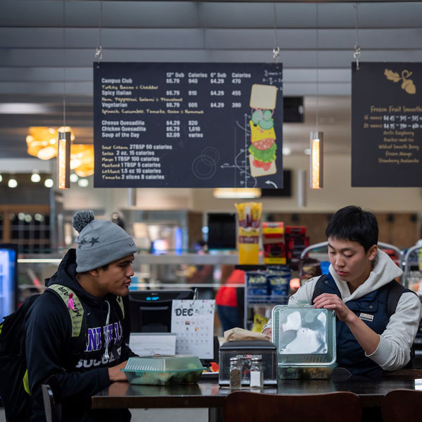 students dining in Dillin Hall