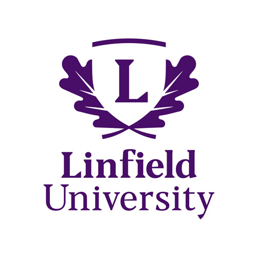 Linfield University logo in purple