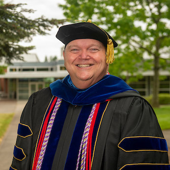 Paul Smith, Dean of the School of Nursing, in his regalia