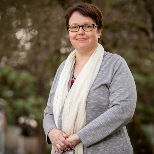 Portrait of Gennie VanBeek, dean and professor in Linfield University's College of Arts & Sciences