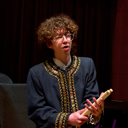 a student performing at Cabaret.