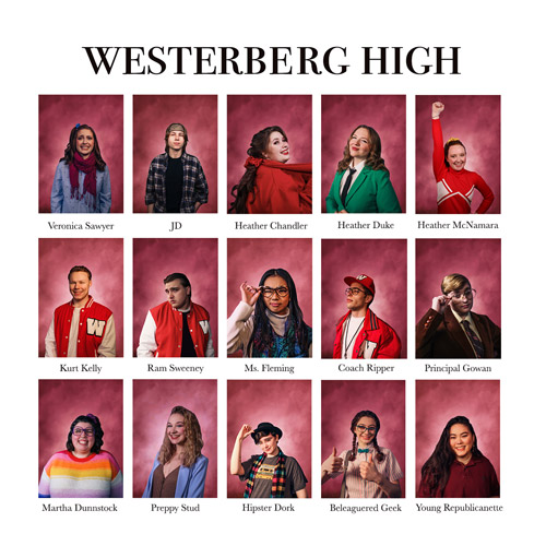 a page out of the Westerberg High School yearbook showing the cast of Heathers The Musical