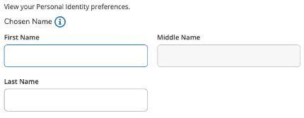 The personal identity preference screen in Self-Service.