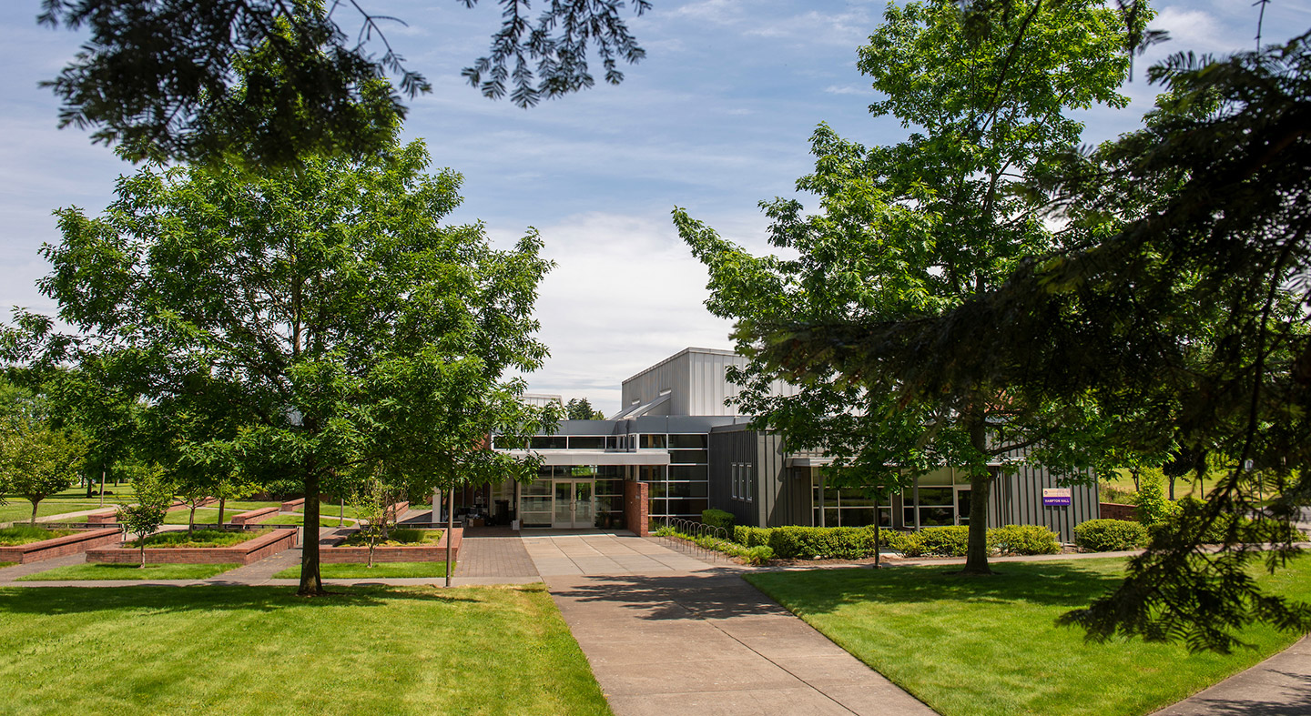 The main entrance at the Linfield University Portland Campus